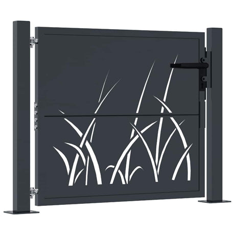 Vidaxxl låge med græsdesign 100x75 cm stål antracit