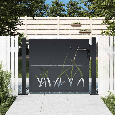 Vidaxxl låge med græsdesign 100x75 cm stål antracit