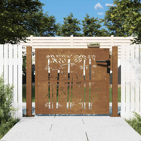 Vidaxxl låge med bambus design 100x75 cm corten stål