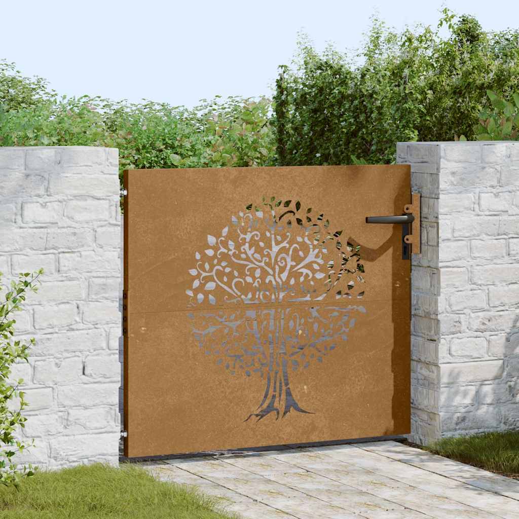 Vidaxl Poort 85x75 cm Trædesign Cortenstaal