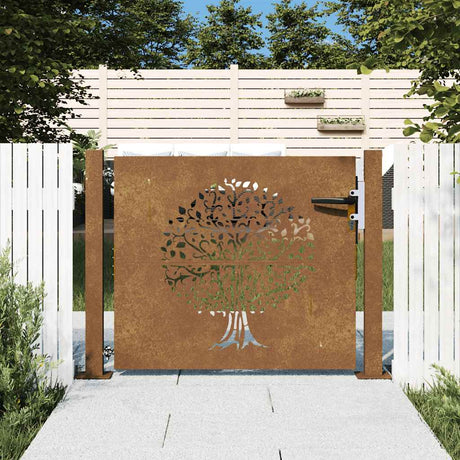 Vidaxl Poort 105x105 cm Trædesign Cortenstaal