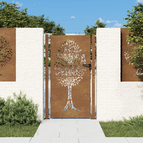 Vidaxxl port 105x180 cm trædesign corten stål