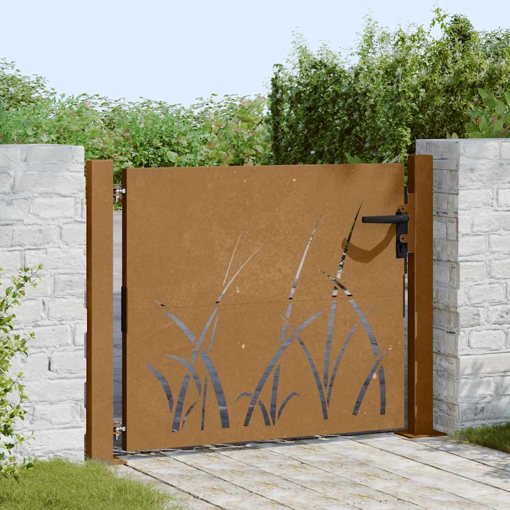 VidaXL låge 100x100 cm græsdesign cortenstål