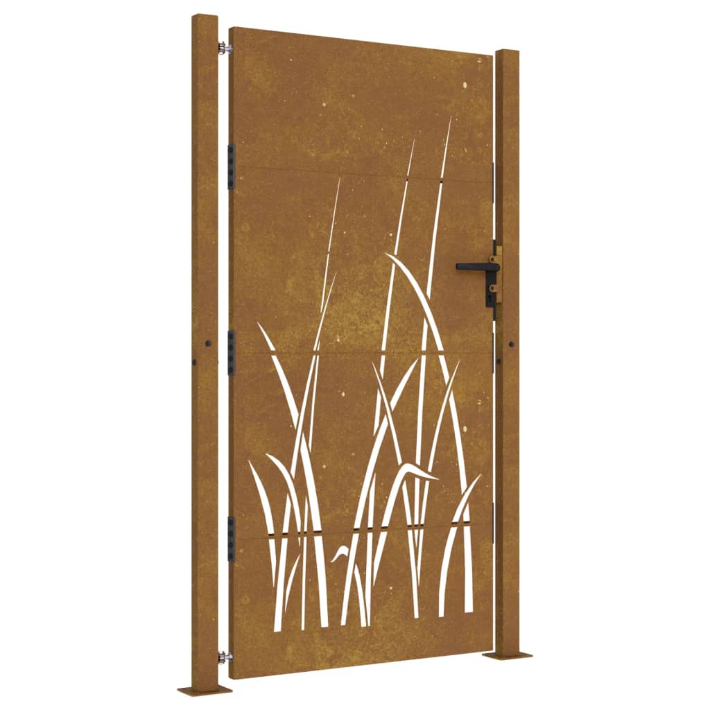 Vidaxxl låge 105x180 cm græsdesign corten stål