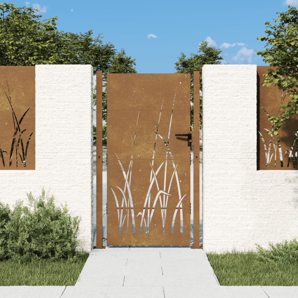 Vidaxxl låge 105x180 cm græsdesign corten stål