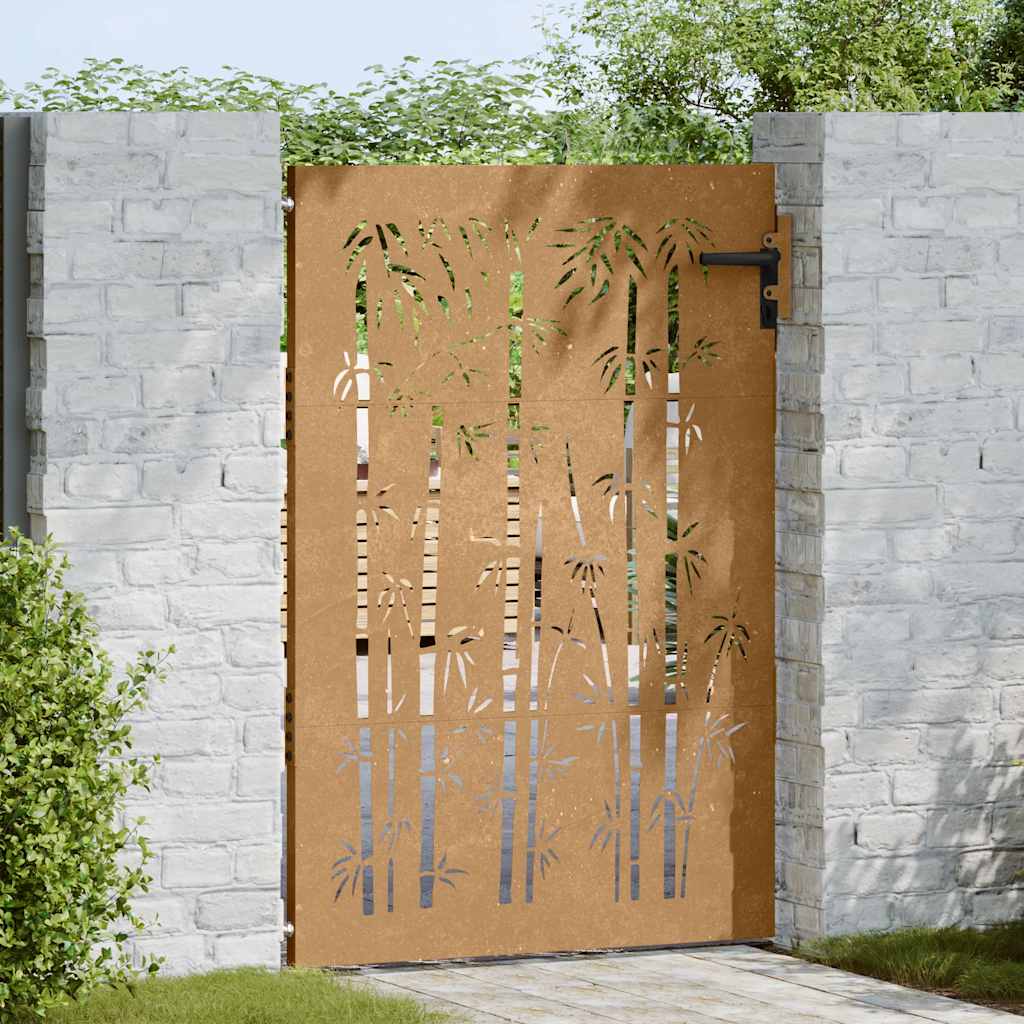 Vidaxxl Gate 85x125 cm bambus design Corten Steel