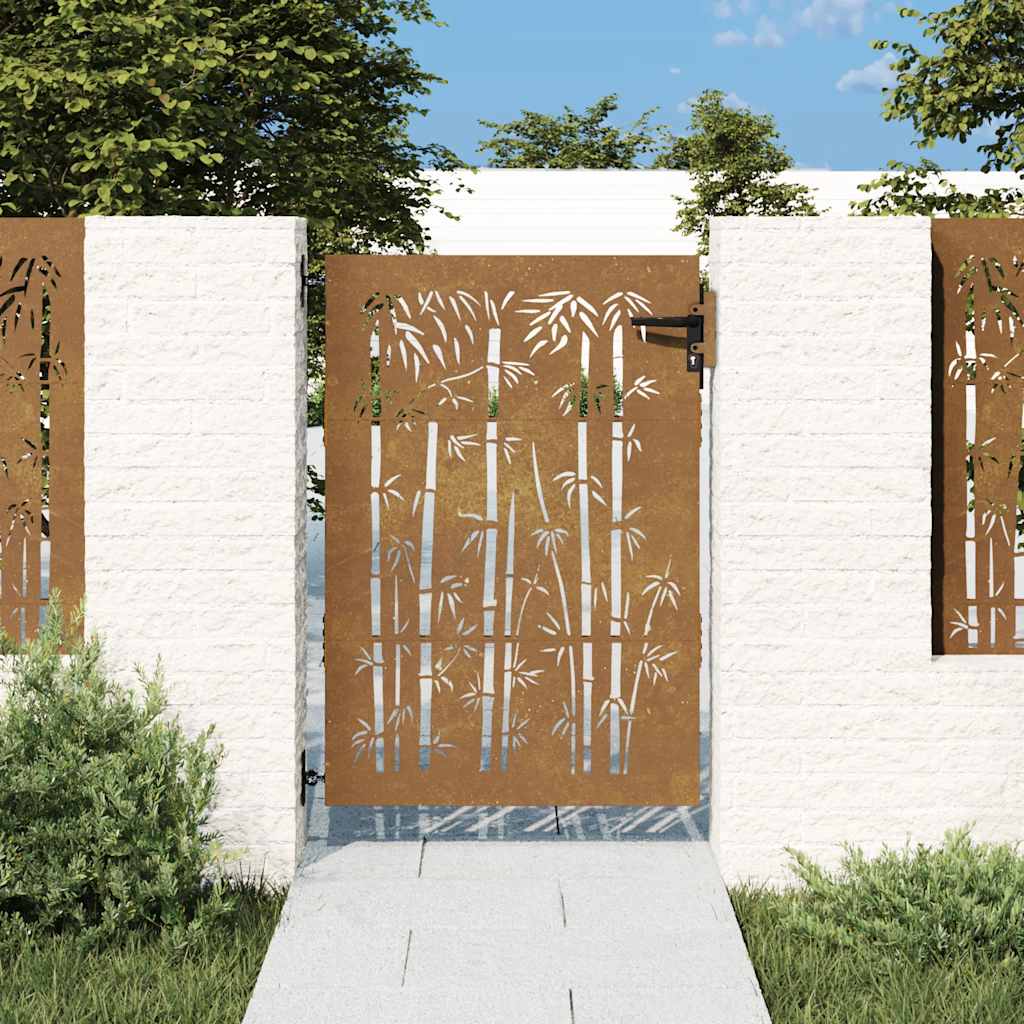 Vidaxxl port 85x150 cm bambus design corten stål