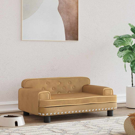 VIDAXXL Dog seng 70x45x30 cm fløjlsbrun