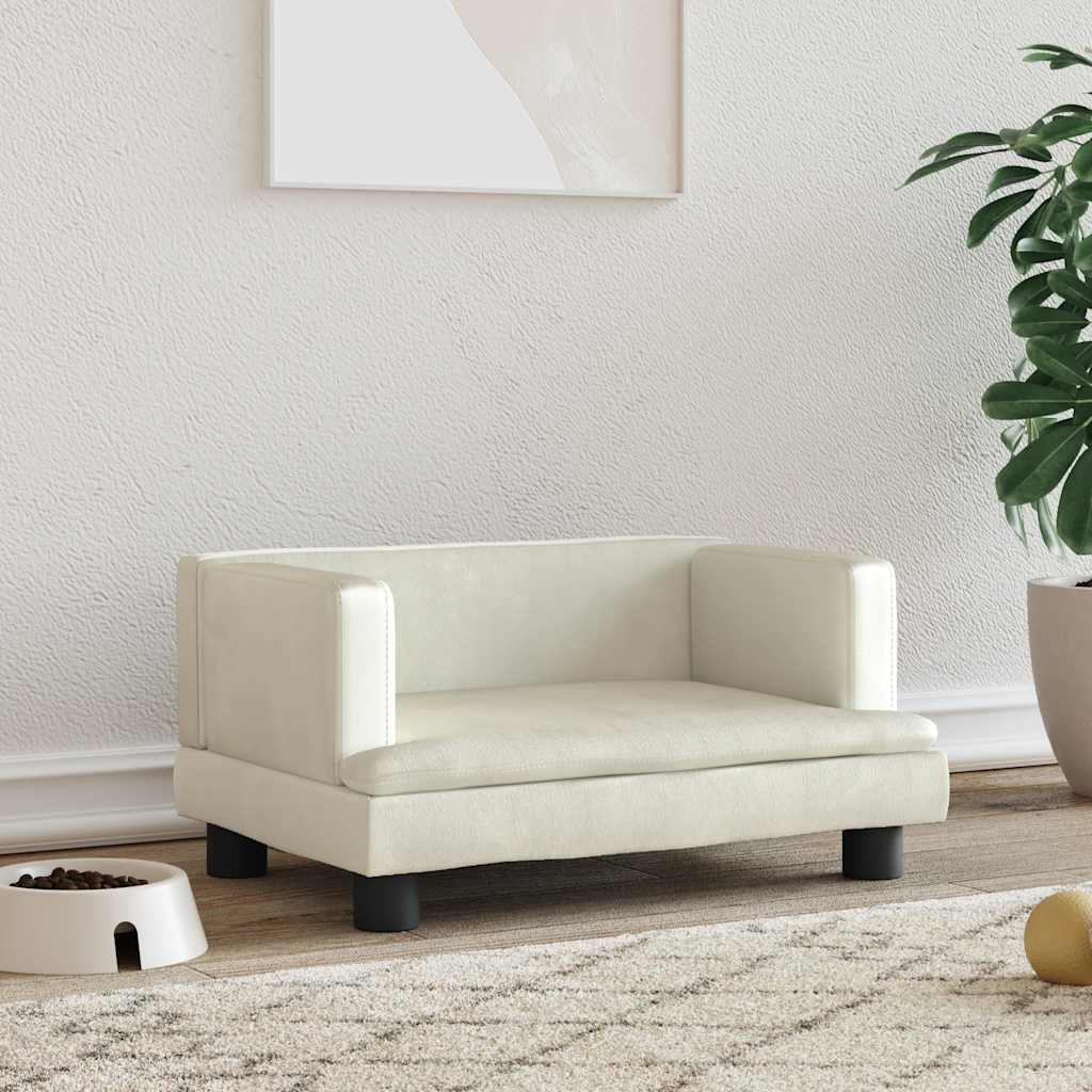 VIDAXXL HUND BED 60X40X30 cm fløjlcreme farvet