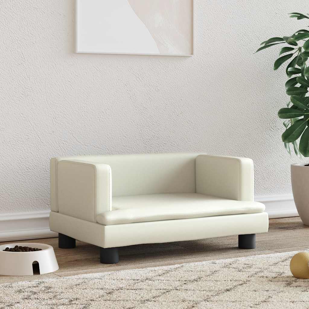 VIDAXXL HUND BED 60X40X30 cm Kunstig lædercreme-farvede