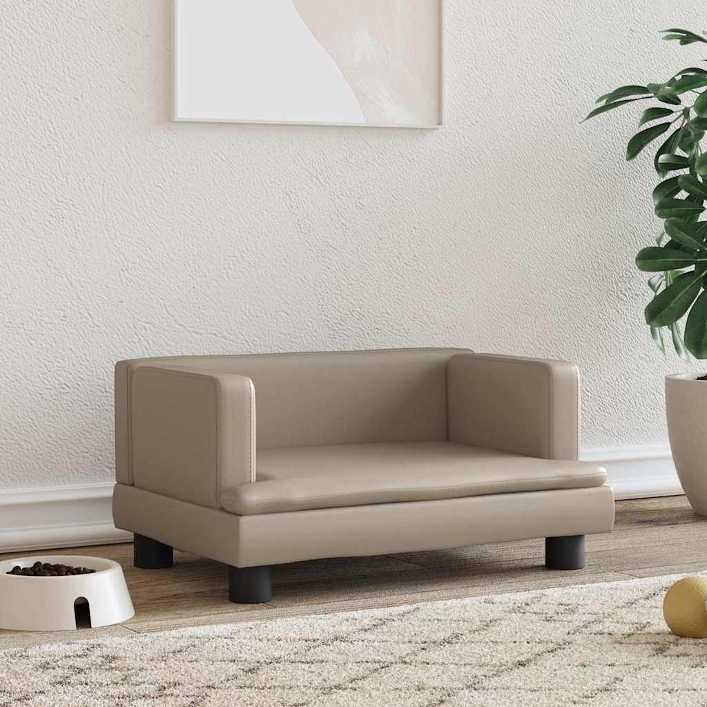 VIDAXXL HUND BED 60X40X30 cm Kunstig læder cappuccino farvet