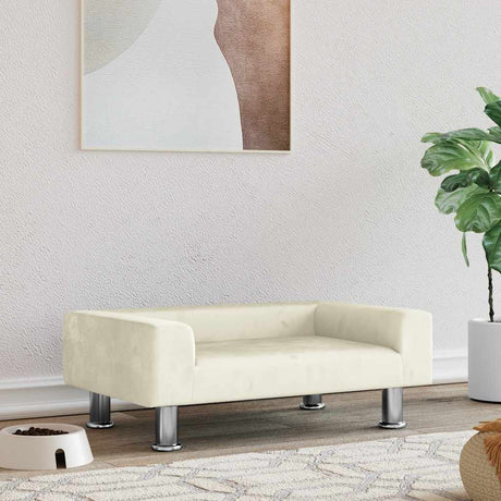 Vidaxxl hundeseng 70x45x26,5 cm fløjlscremefarvet