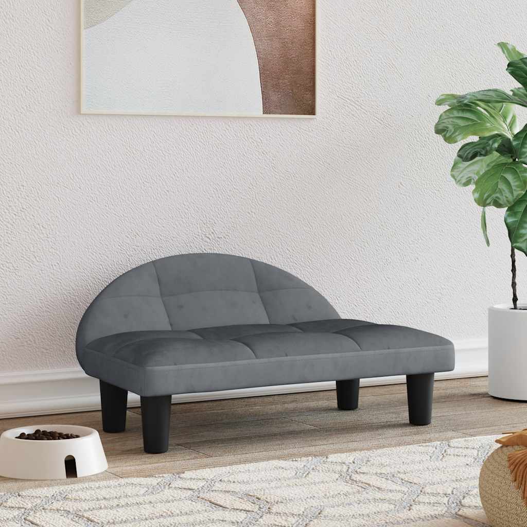 Vidaxxl hundeseng 70x52x30 cm fløjl mørkegrå