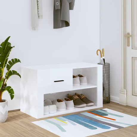 Vidaxl Shoe Cabinet 80x35x45 cm Property Wood High Gloss White