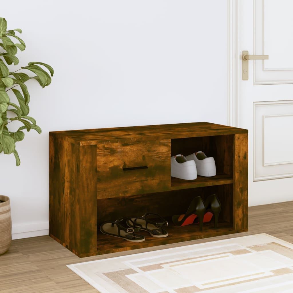Vidaxl Shoe Cabinet 80x35x45 cm Property Wood Røget eg Farvet