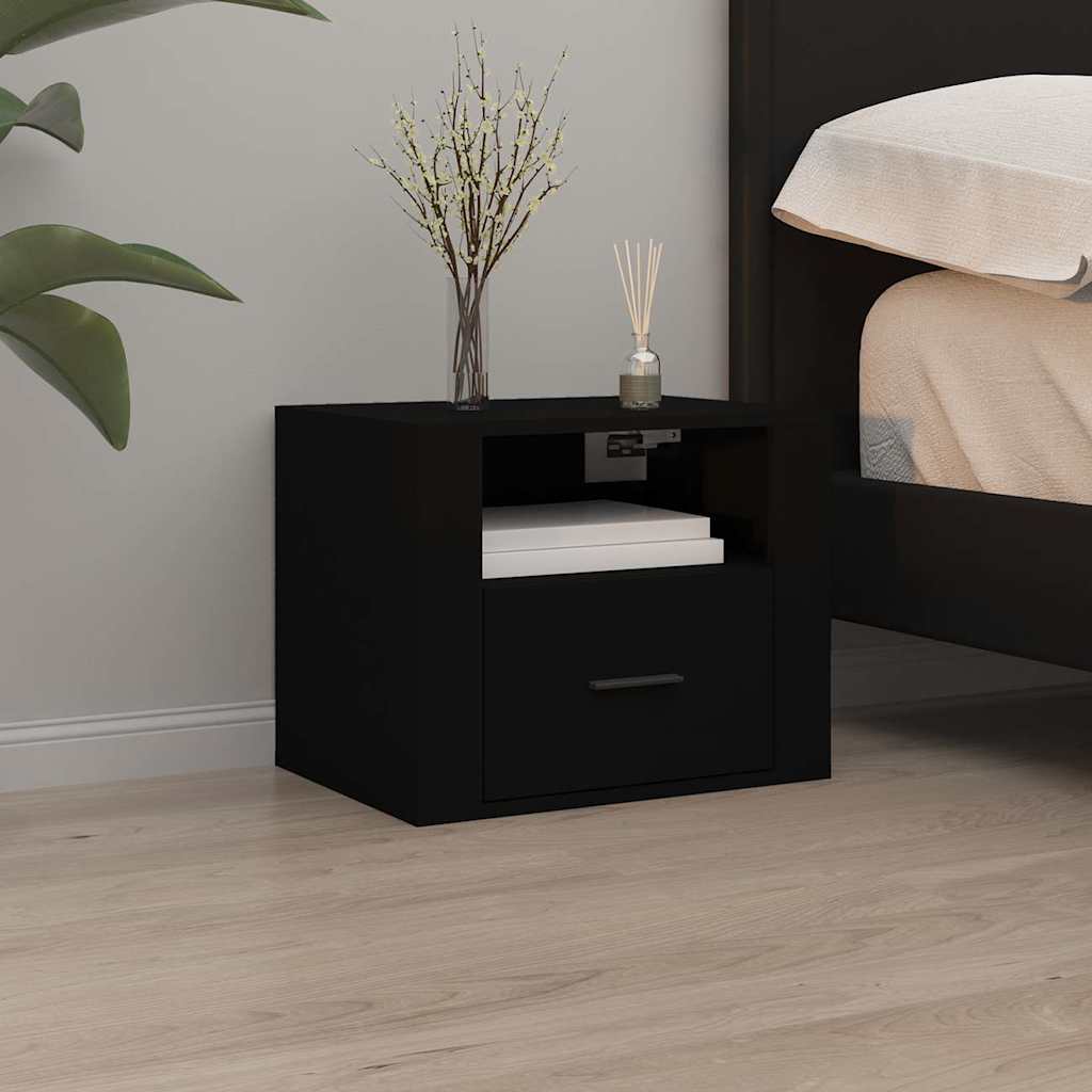 Vidaxl nachtkastjes 2 st wandgemonteerd 50x36x40 cm zwart