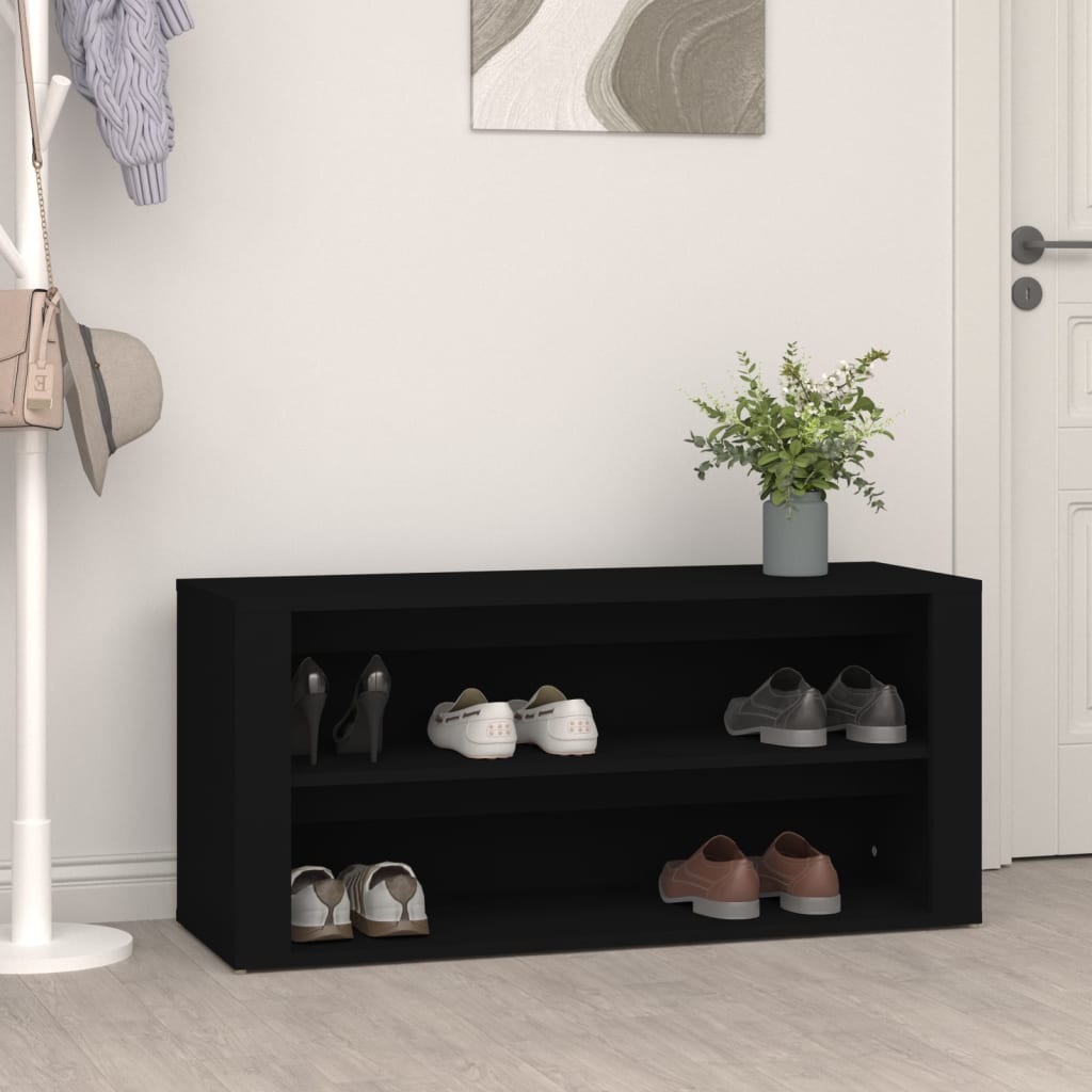 Vidaxl Shoe Rack 100x35x45 cm Property Wood Black