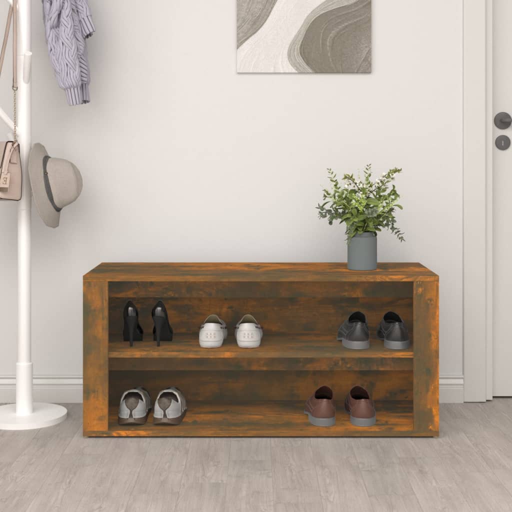 Vidaxl Shoe Rack 100x35x45 cm Property Wood Røget eg Farvet