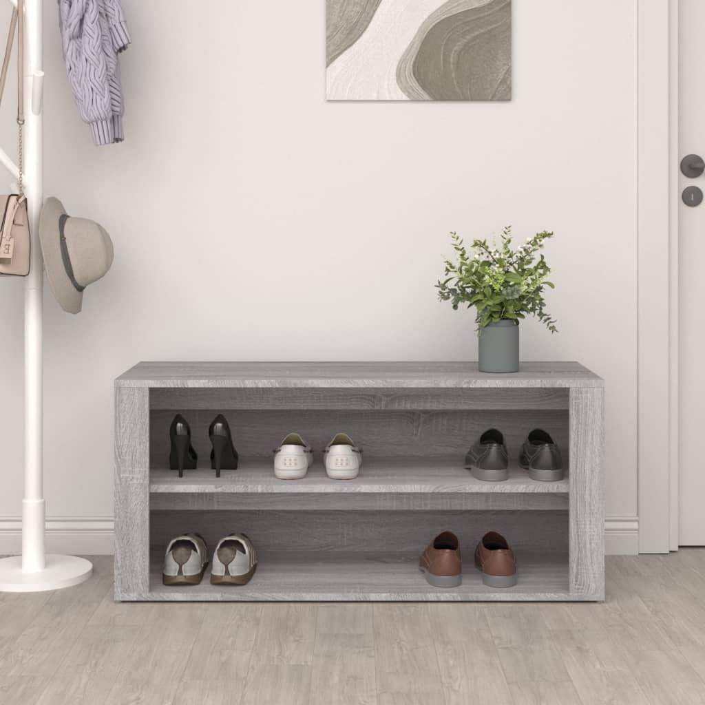 Vidaxl sko rack 100x35x45 cm skåret træ grå sonoma eg farve