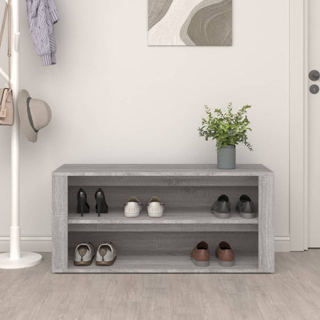 Vidaxl sko rack 100x35x45 cm skåret træ grå sonoma eg farve