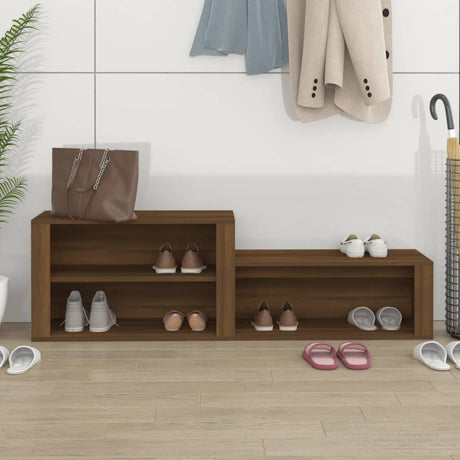 Vidaxl Shoe Cabinet 150x35x45 cm skåret træbrun eg farve