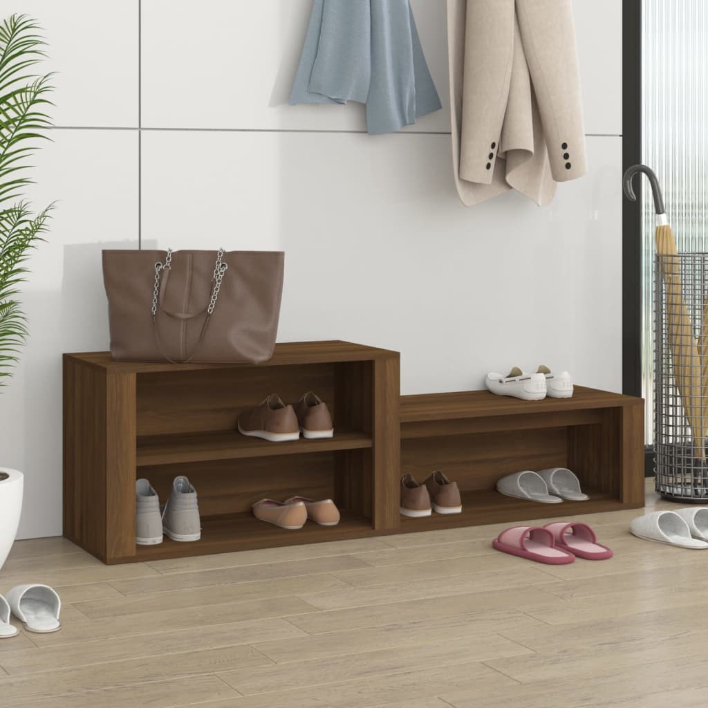 Vidaxl Shoe Cabinet 150x35x45 cm skåret træbrun eg farve