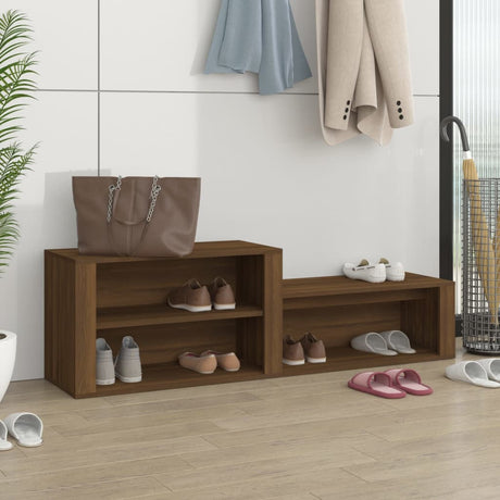 Vidaxl Shoe Cabinet 150x35x45 cm skåret træbrun eg farve