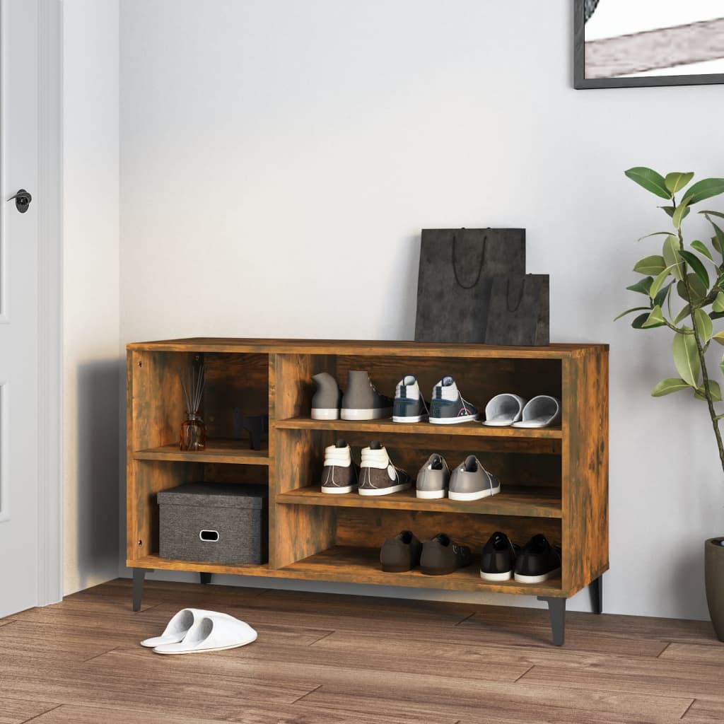 Vidaxl Shoe Cabinet 102x36x60 cm Property Wood Røget eg Farvet