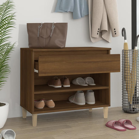 Vidaxl Shoe Cabinet 70x36x60 cm forarbejdet træbrun eg farve
