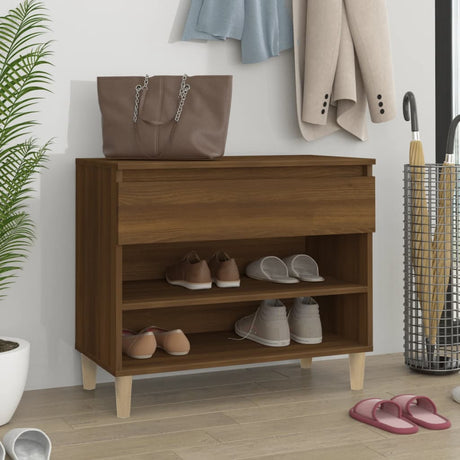 Vidaxl Shoe Cabinet 70x36x60 cm forarbejdet træbrun eg farve