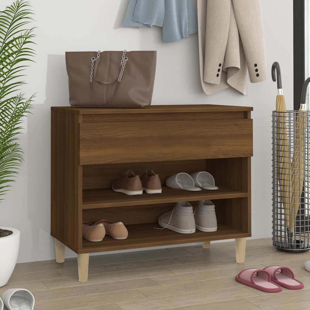 Vidaxl Shoe Cabinet 70x36x60 cm forarbejdet træbrun eg farve