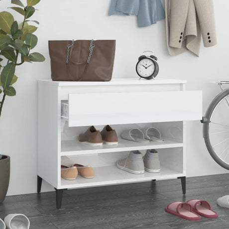 Vidaxl Shoe Cabinet 70x36x60 cm Property Wood High Gloss White