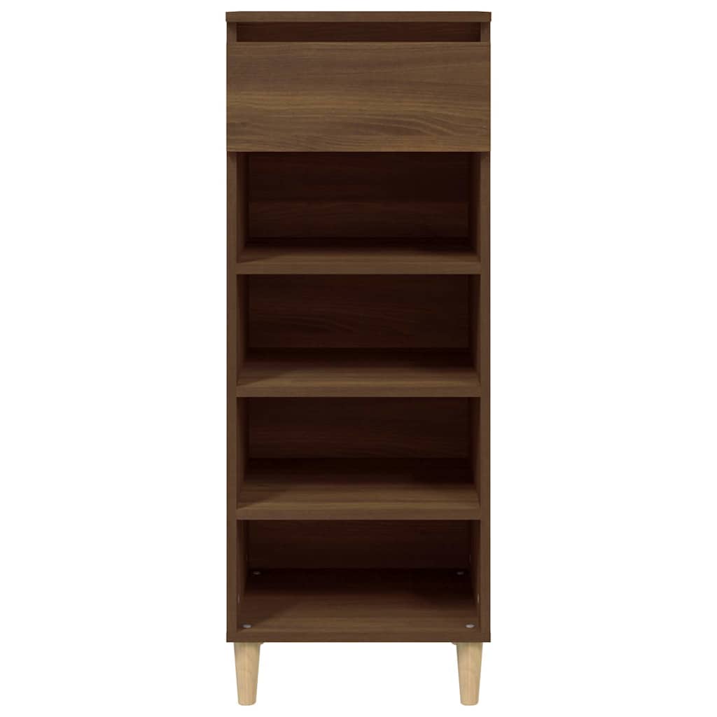 Vidaxl Shoe Cabinet 40x36x105 cm skåret træbrun eg farve