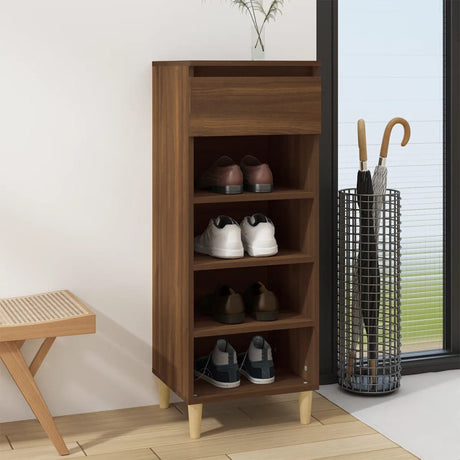 Vidaxl Shoe Cabinet 40x36x105 cm skåret træbrun eg farve