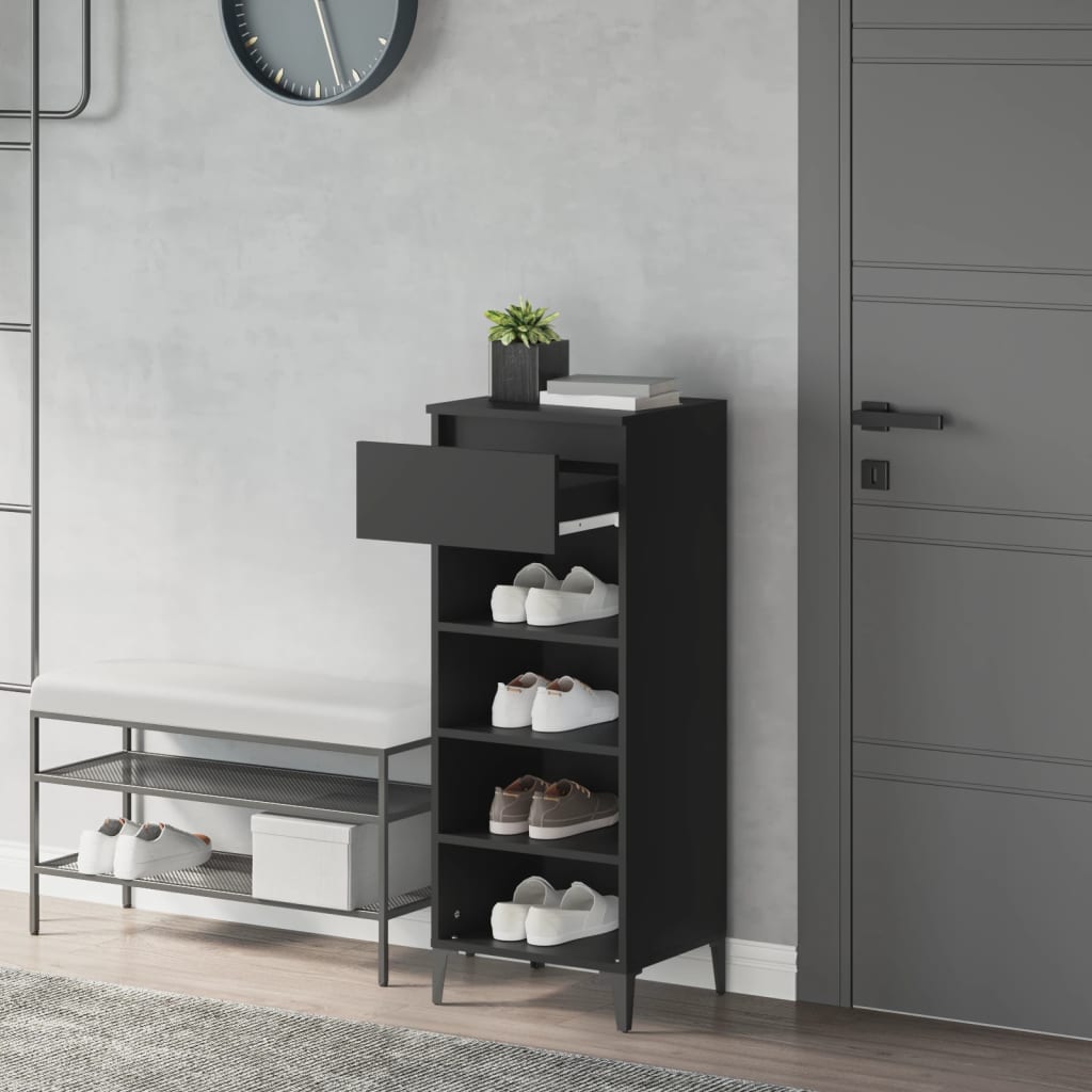 Vidaxl Shoe Rack 40x36x105 cm forarbejdet træ sort