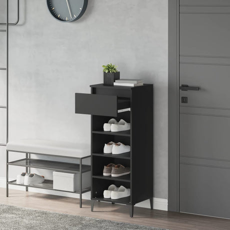 Vidaxl Shoe Rack 40x36x105 cm forarbejdet træ sort
