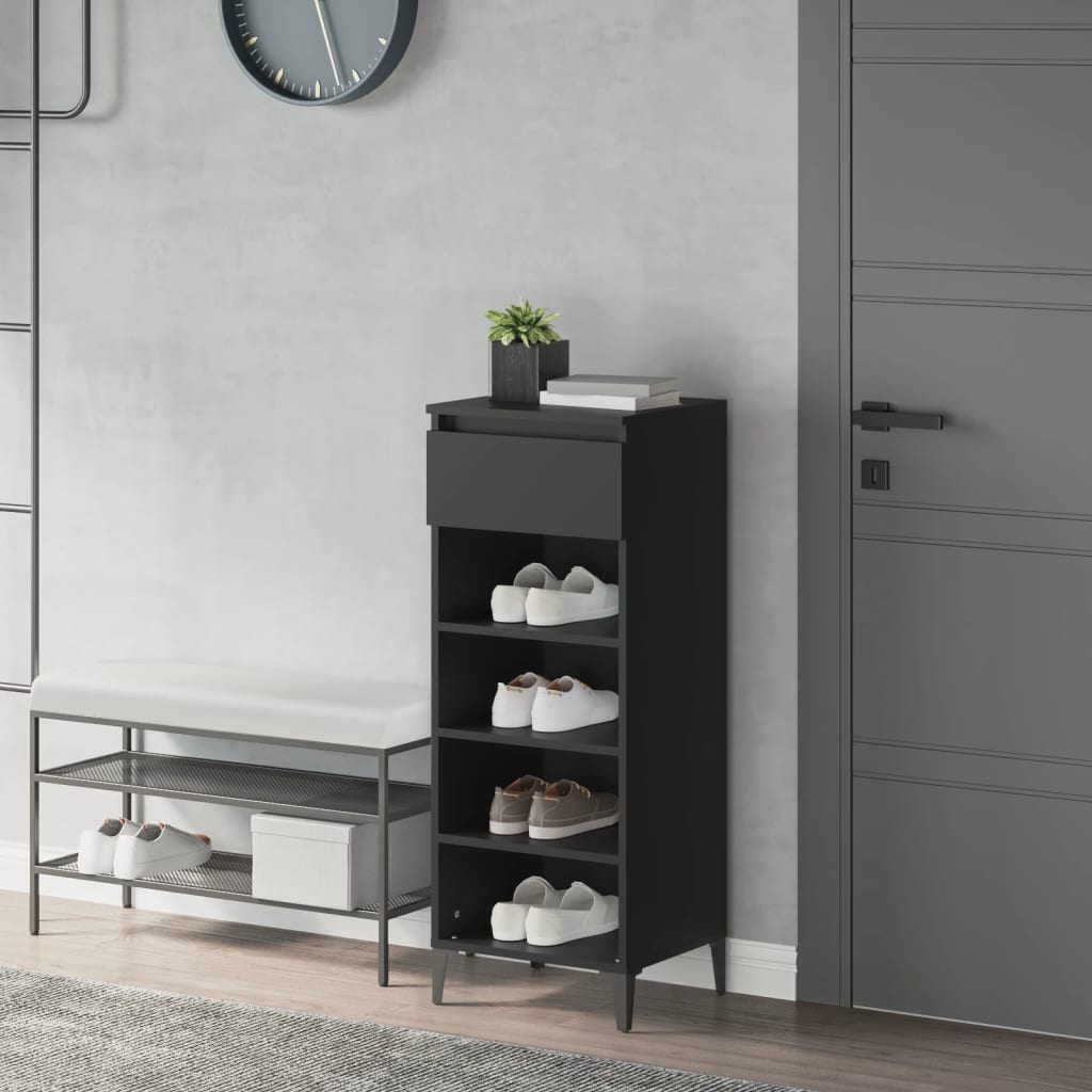 Vidaxl Shoe Rack 40x36x105 cm forarbejdet træ sort