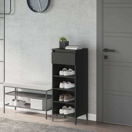 Vidaxl Shoe Rack 40x36x105 cm forarbejdet træ sort