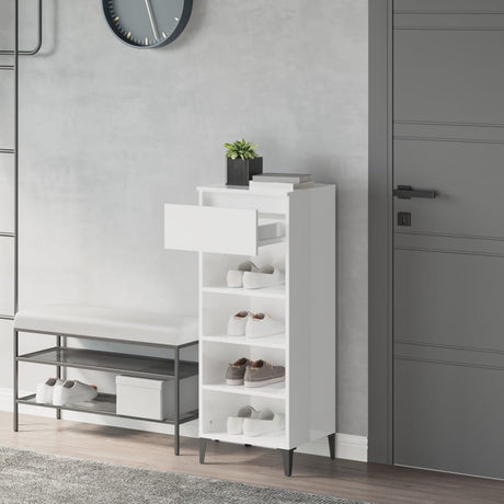 Vidaxl Shoe Rack 40x36x105 cm Forarbejdet træ Højglans hvid
