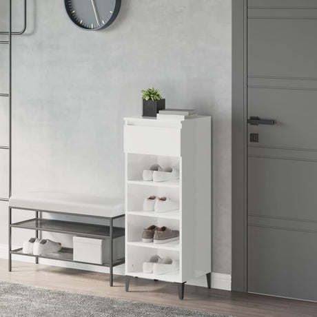 Vidaxl Shoe Rack 40x36x105 cm Forarbejdet træ Højglans hvid