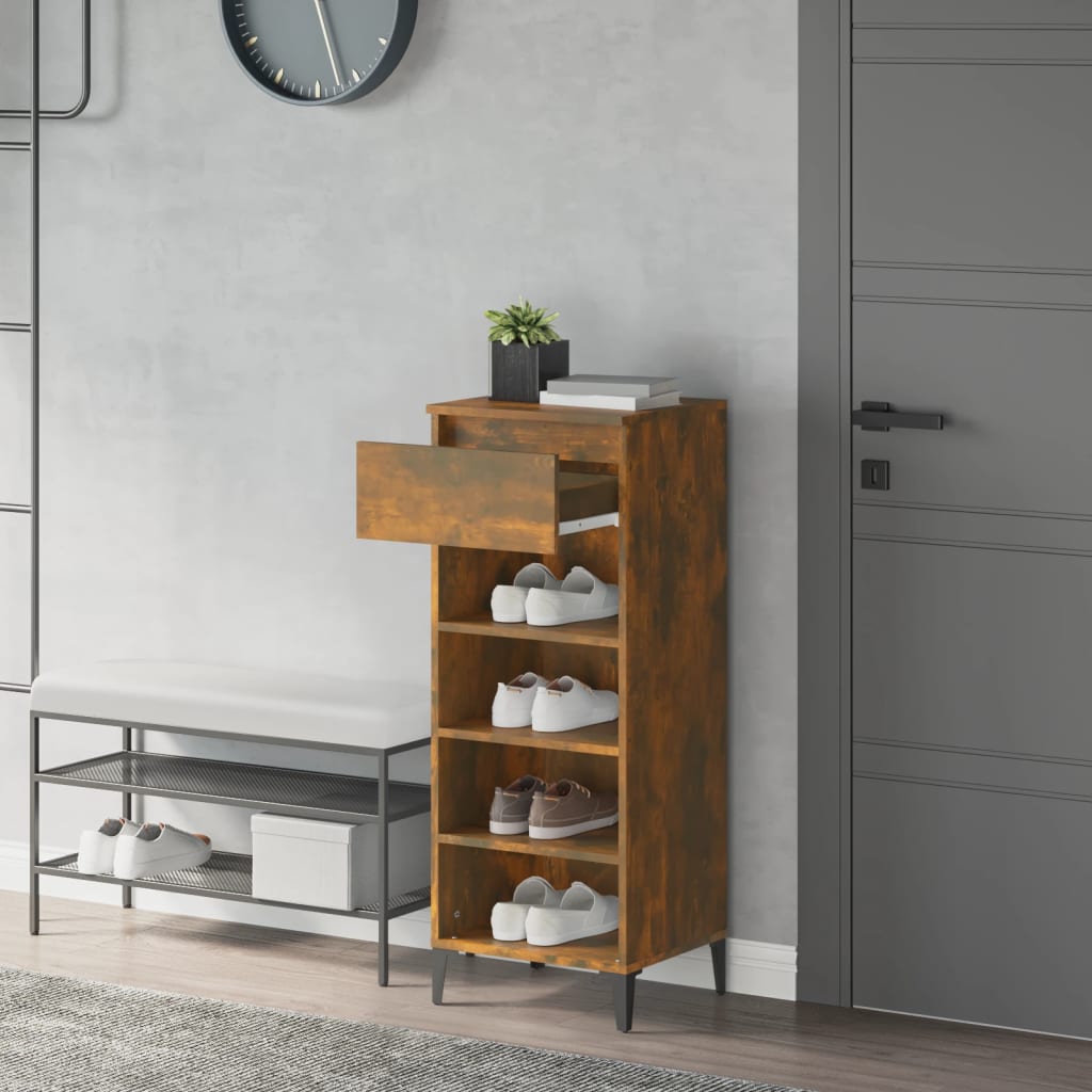 Vidaxl Shoe Rack 40x36x105 cm Forarbejdet træ Røget eg Farvet