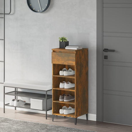 Vidaxl Shoe Rack 40x36x105 cm Forarbejdet træ Røget eg Farvet
