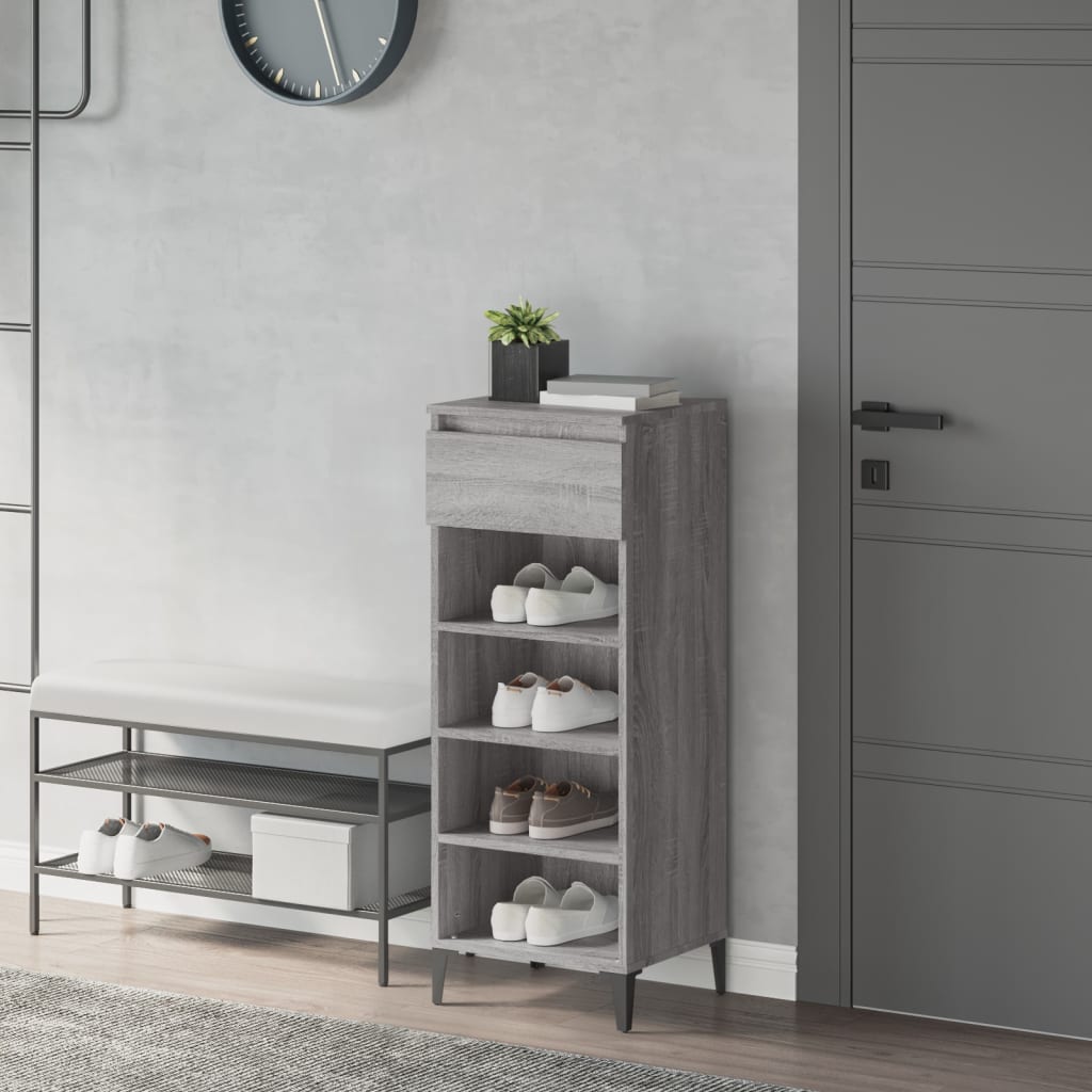 Vidaxl Shoe Rack 40x36x105 cm forarbejdet træ grå sonoma eg farvet