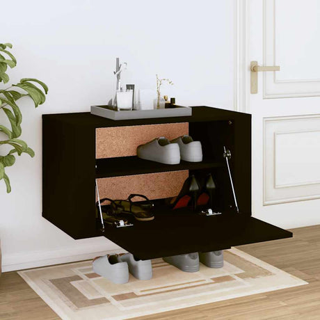 Vidaxl Wall Shoe Cabinet 70x35x38 cm Property Wood Black
