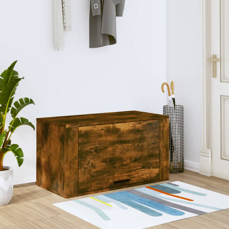 Vidaxl Wall Shoe Cabinet 70x35x38 cm Solid fyrretræ røget eg