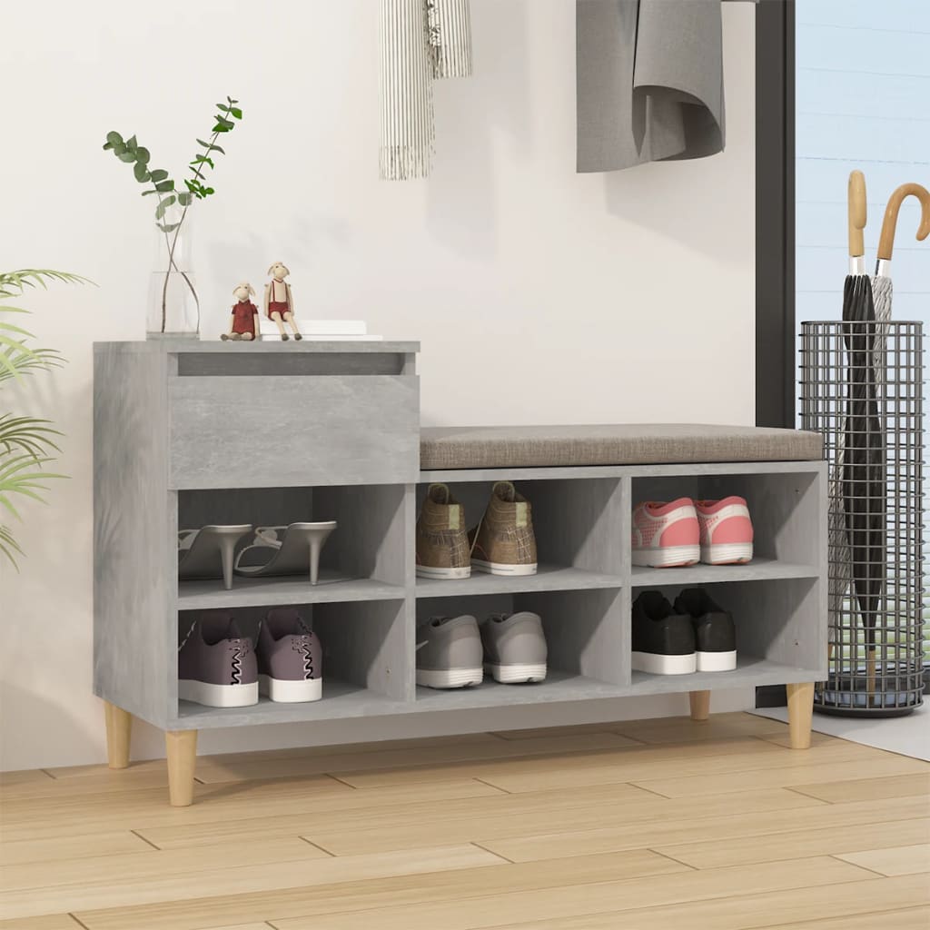 Vidaxl schoenenkast 102x36x60 cm bewerkt hout betongrijs