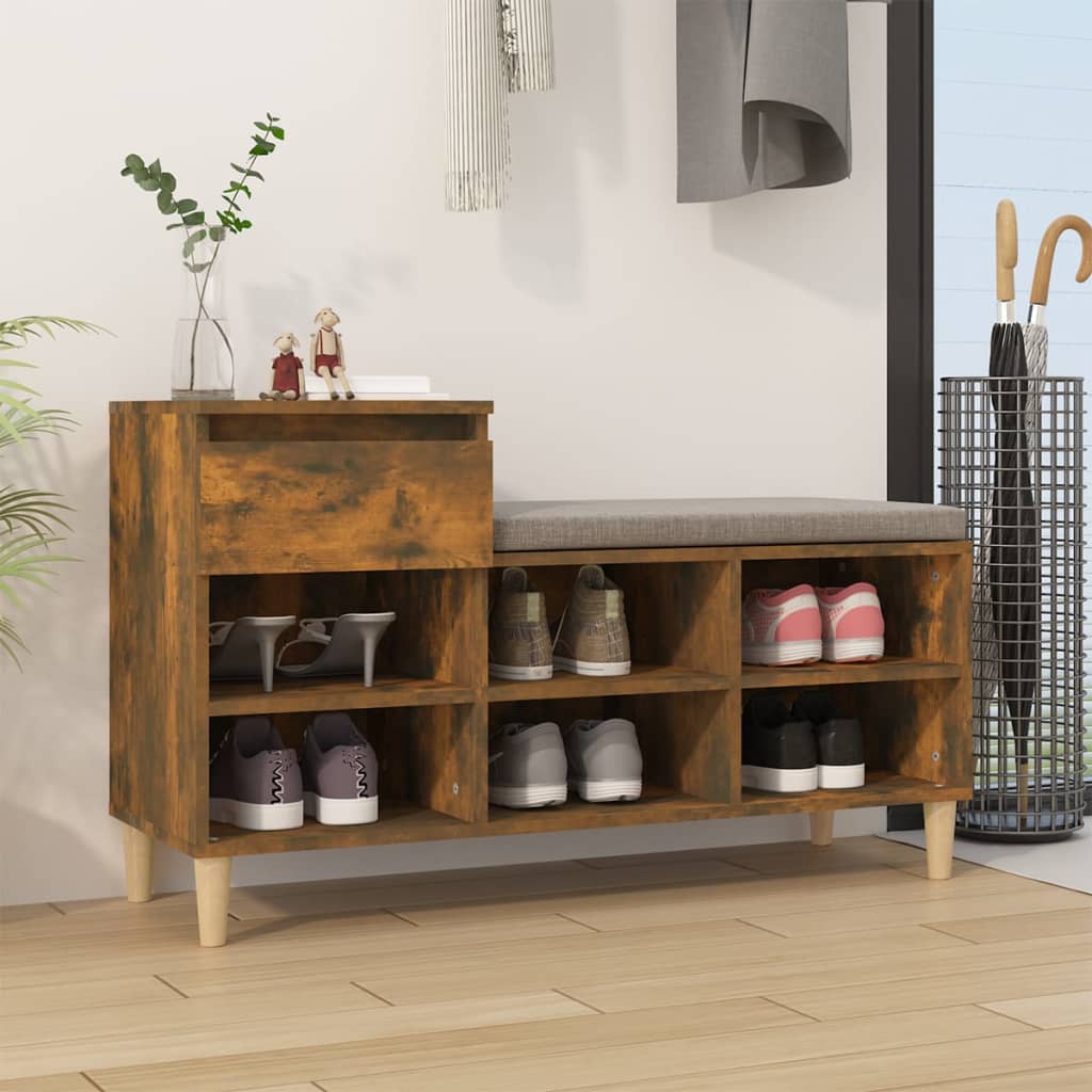 Vidaxl Shoe Cabinet 102x36x60 cm Property Wood Røget eg Farvet