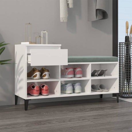 Vidaxl Shoe Cabinet 102x36x60 cm Forarbejdet træ Højglans hvid