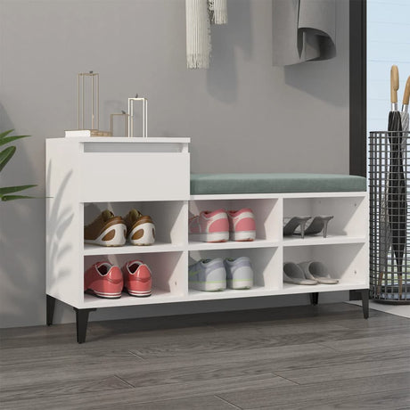 Vidaxl Shoe Cabinet 102x36x60 cm Forarbejdet træ Højglans hvid