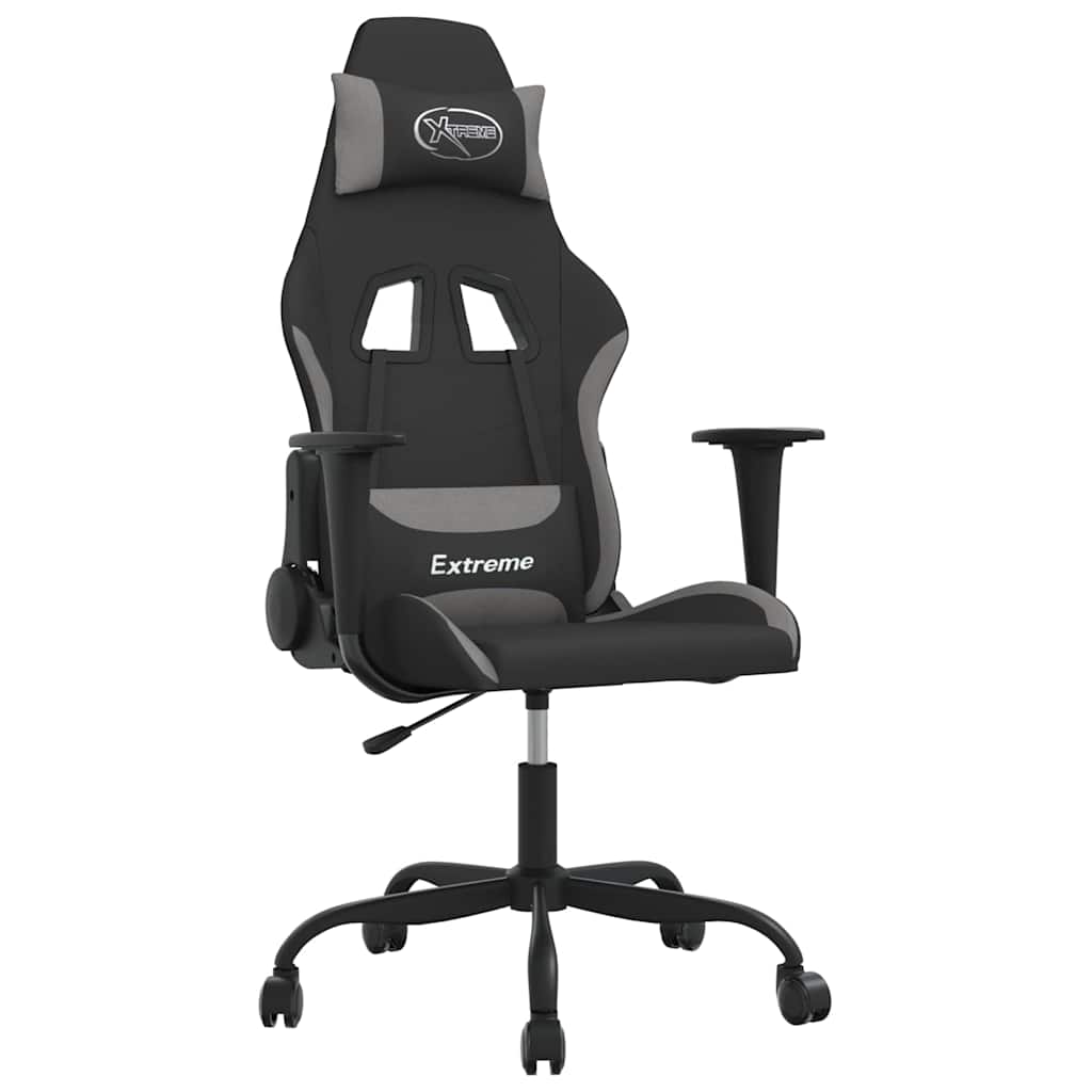 Vidaxl gamestoel stof zwart en lichtgrijs